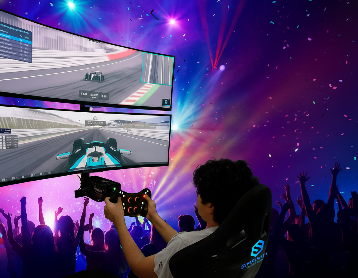 People cheering on a Simfiniti player in a bar